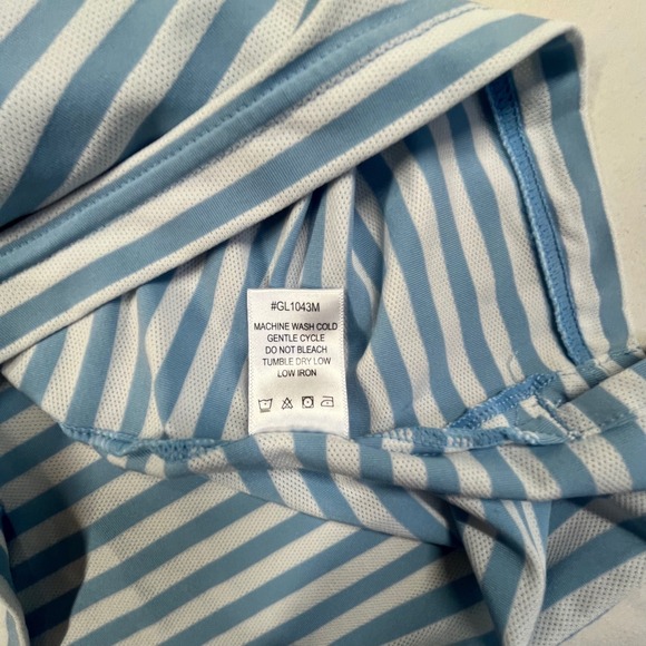 Graham Luxe Golf Polo Light Blue White Stripes Mens XL - Picture 6 of 8